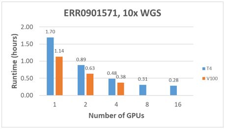 Performance comparison bar chart showing GPU runtime with 10x WGS