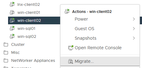 [Migrate]メニューの選択