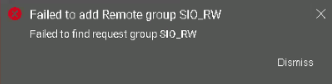 Remotegruppe konnte nicht hinzugefügt werden