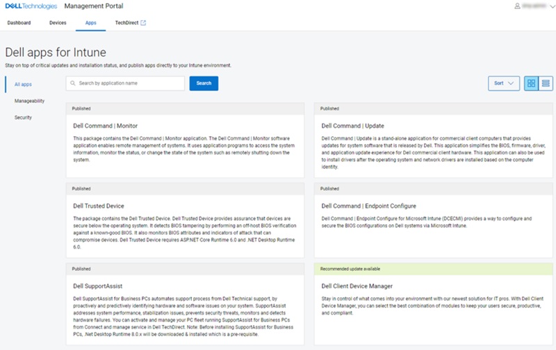 Administrador de dispositivos de cliente de Dell