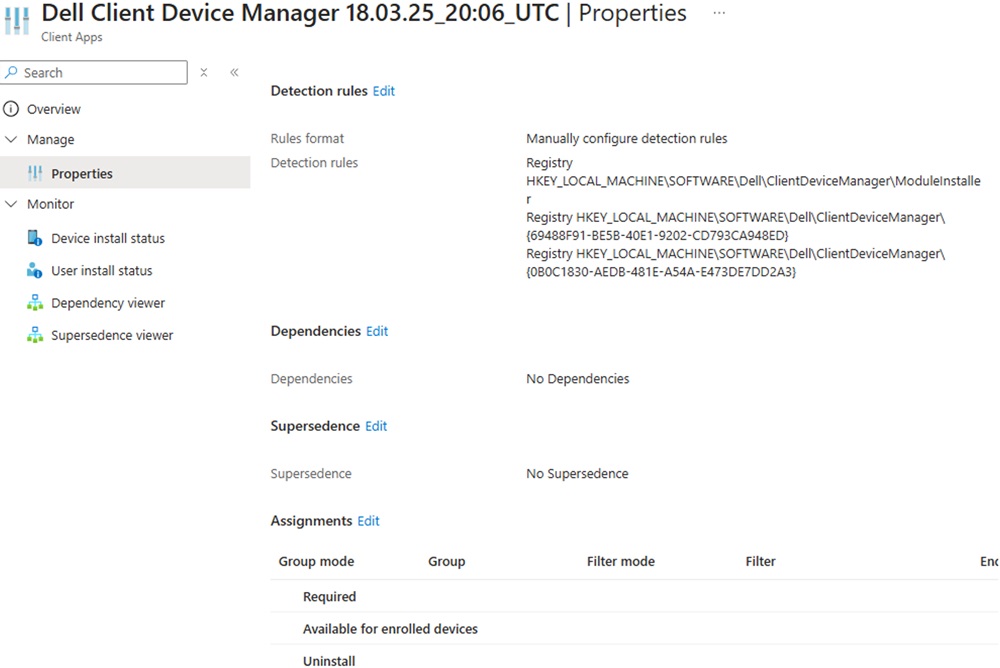 опція редагування в розділі «Призначення» 