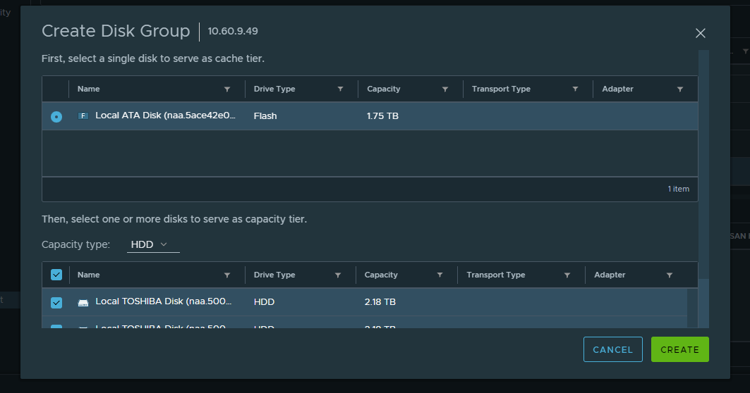 Verifique a SSD/unidade flash recentemente substituída e selecione todos os discos rígidos.