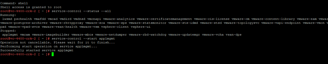 Screenshot of commands being run