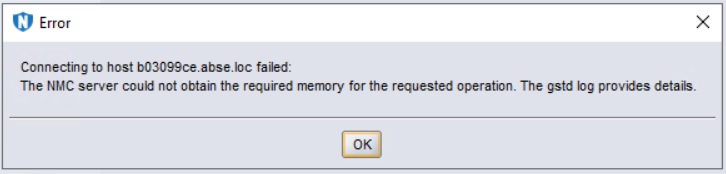 error message could not obtain the required memory