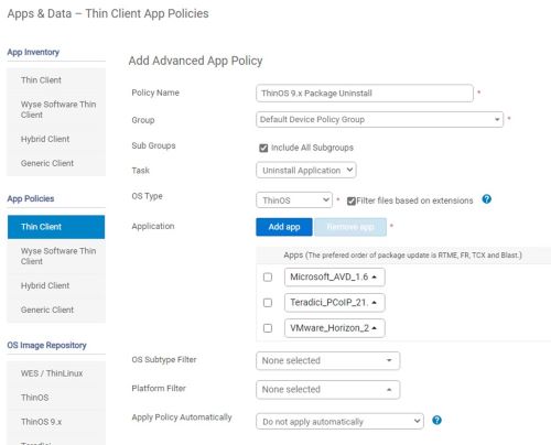 Appar och data – app-policyer för tunna klienter