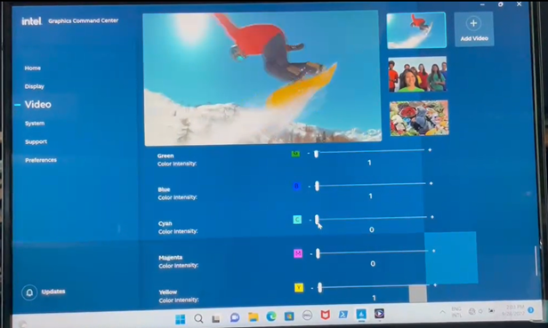 Настройки видео в Intel Graphics Command Center