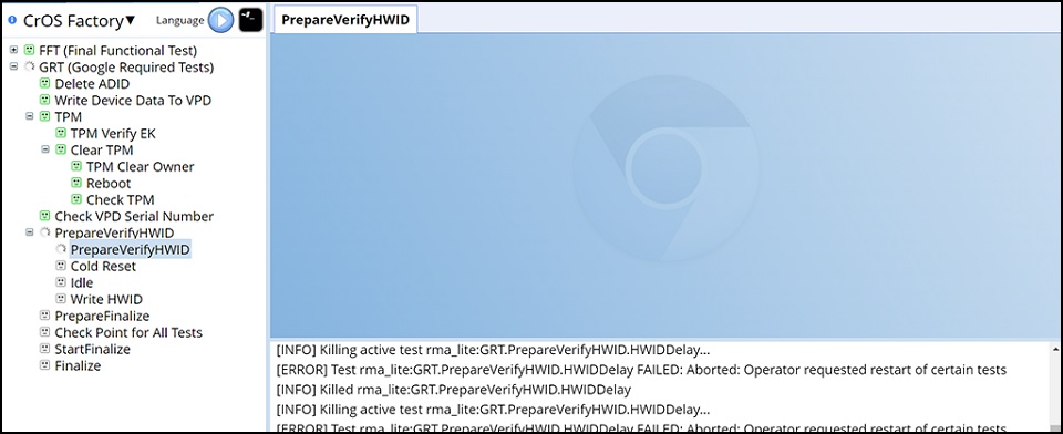 Chrome OS-fabrikk, klargjør Bekreft HWID