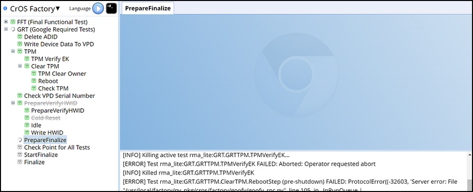 ChromeOS-fabrikk, forbered ferdigstillelse