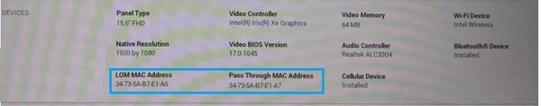 Adres MAC w systemie BIOS