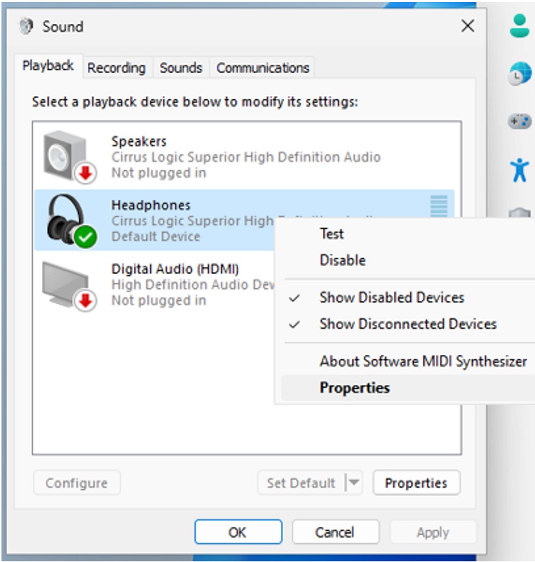 从耳机中选择属性