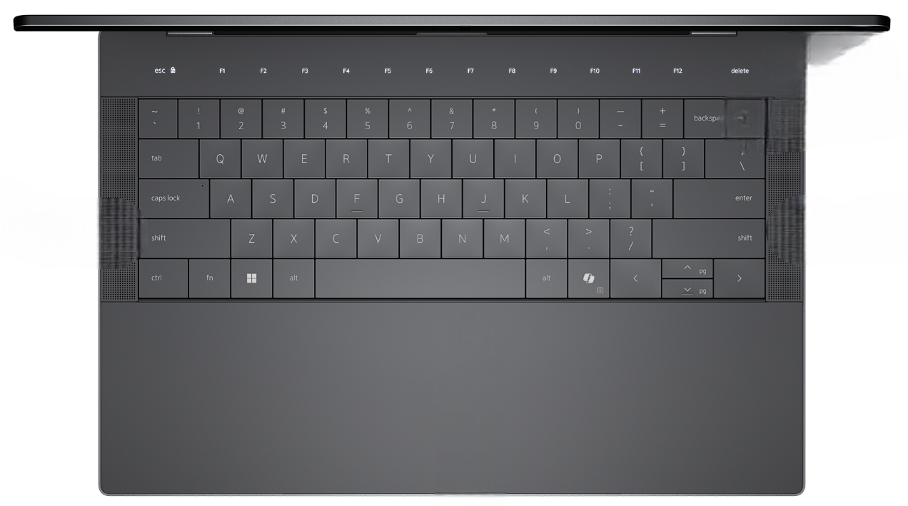 Ilustração de um notebook com uma linha de teclas de função capacitivas