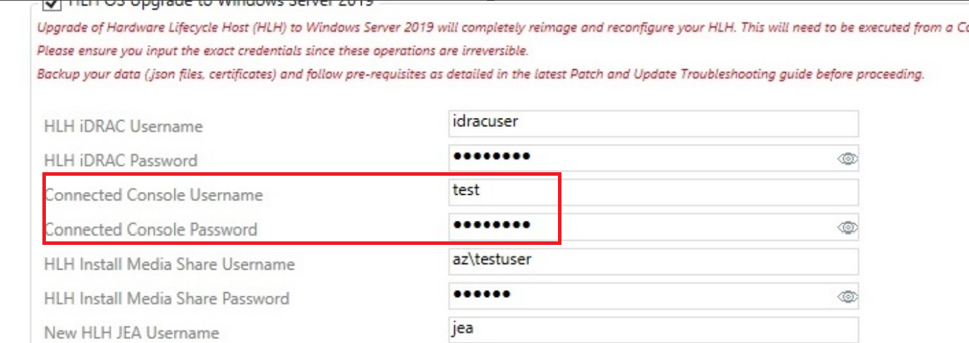Connected Console Username: testuser