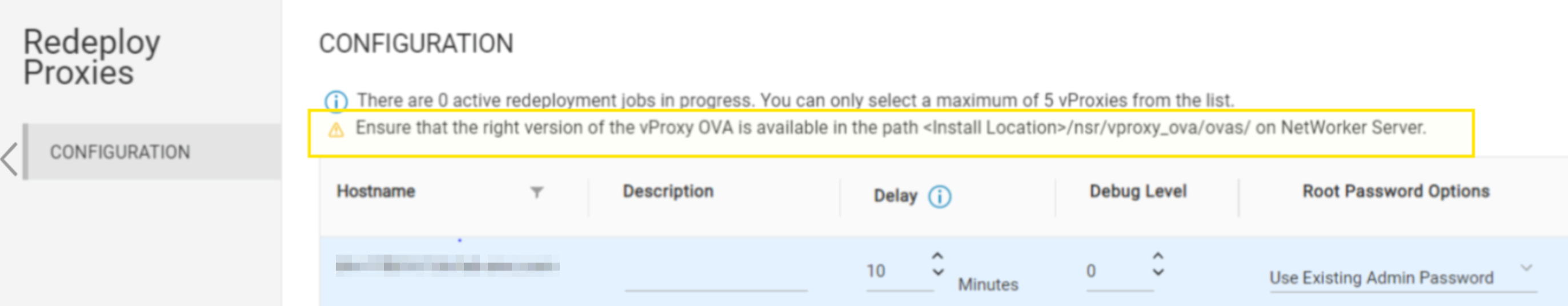 NWUI vProxy 重新部署选项