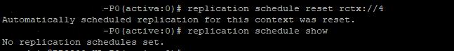 Réinitialisation de la planification de réplication rctx://4