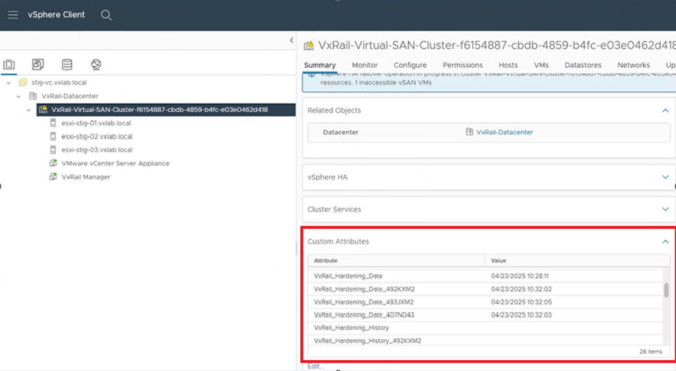 Nutzerdefinierte Attribute für vSphere Client