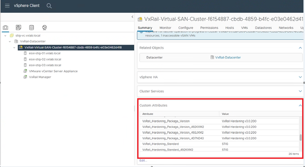 Nutzerdefinierte Attribute für vSphere Client