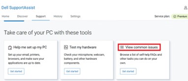Klikněte na možnost View common issues