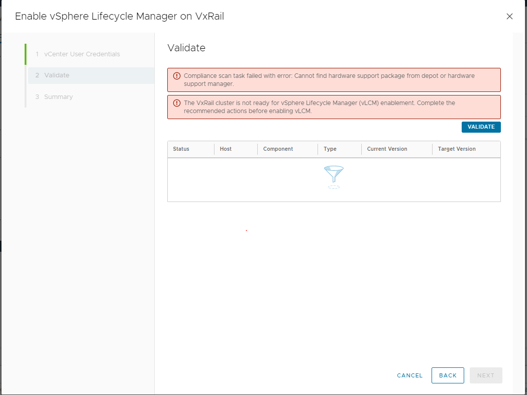 VxRail Enable vLCM fails due to scan task failed' Dell UK