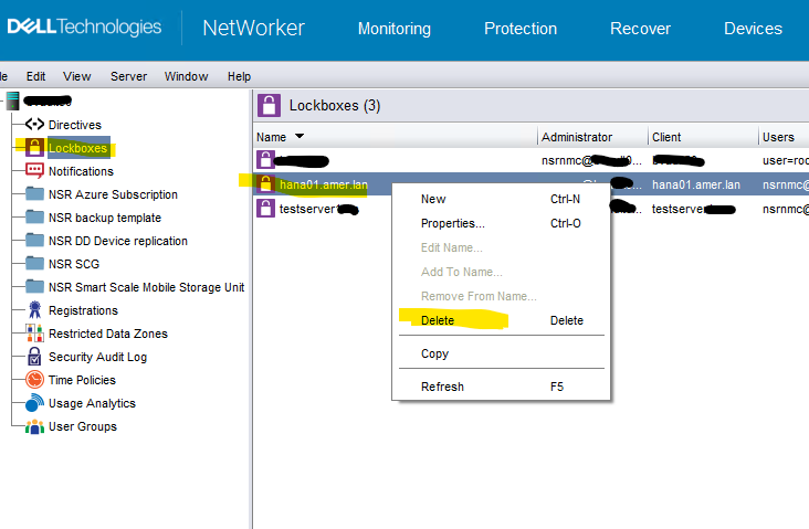Löschen der SAP HANA-Client-Lockbox