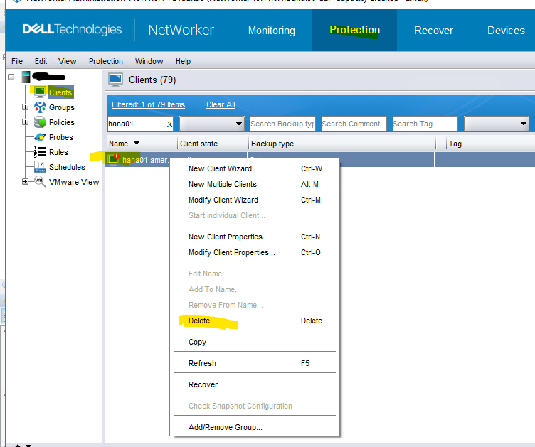 SAP HANA-client verwijderen