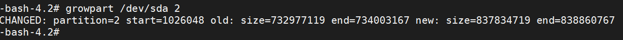 growpart /dev/sda 2 Command Output