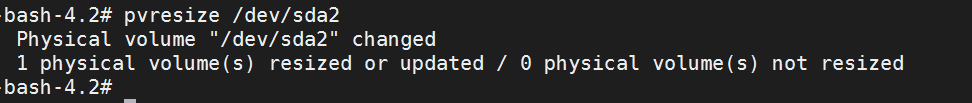 pvresize /dev/sda2 Command Output