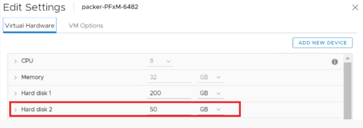 Add a New Virtual Disk to the VM