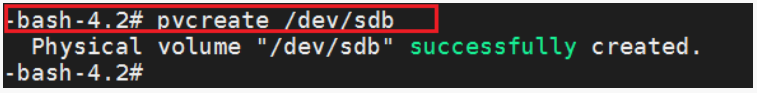 pvcreate /dev/sdb Command Output
