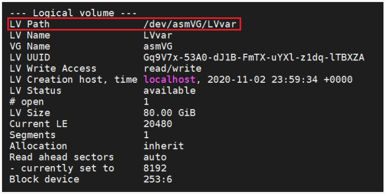 Look for Logical Volume to be Extended