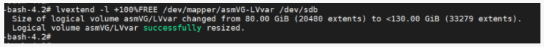 Extend Logical Volume /dev/asmVG/LVvar Size