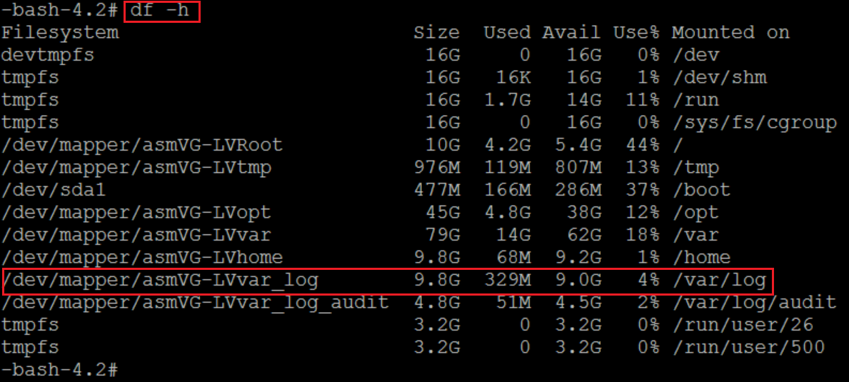 Rerun of df-h Command Output