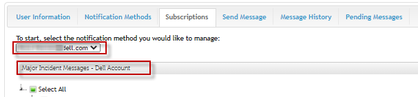 Messages relatifs aux incidents majeurs