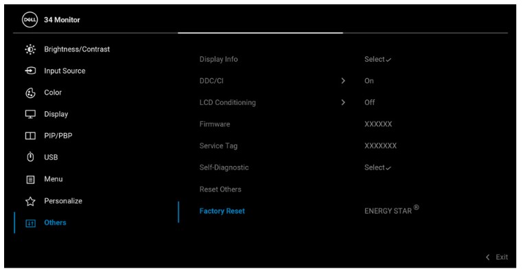 Nulstilling af skærmfabriksindstillinger