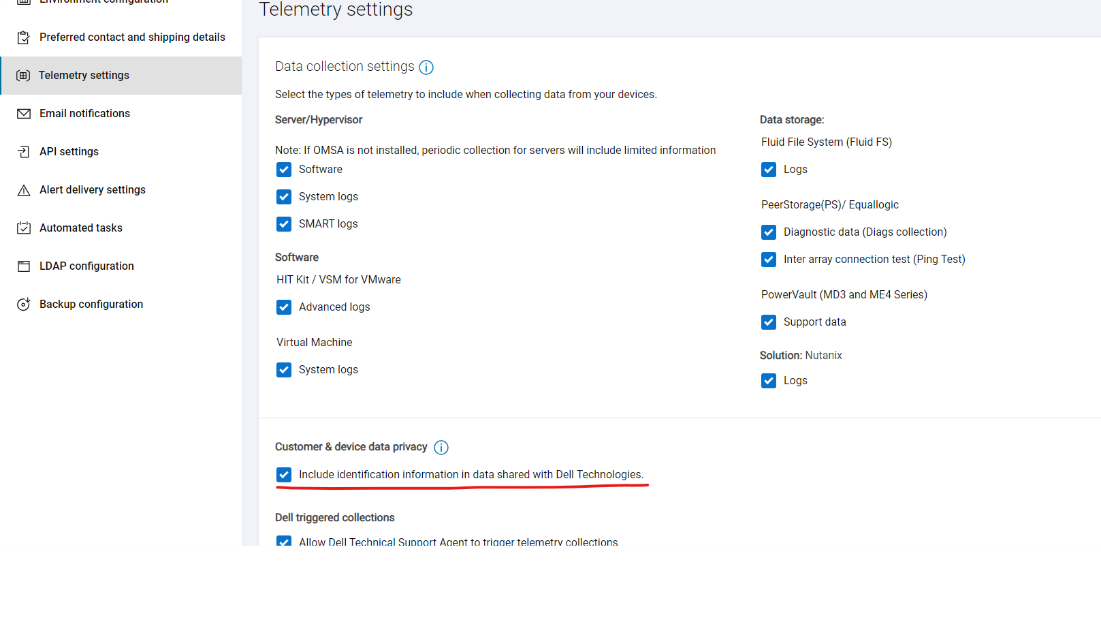 Impostazioni di telemetria