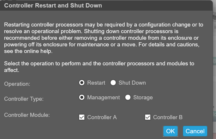Image shows the reboot options from PVM GUI