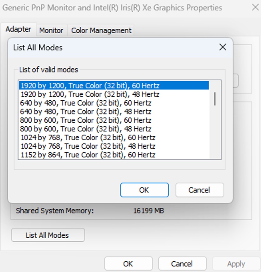Alternativer for oppdateringsfrekvens