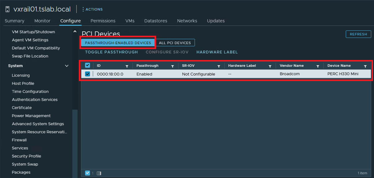Attiva/disattiva passthrough