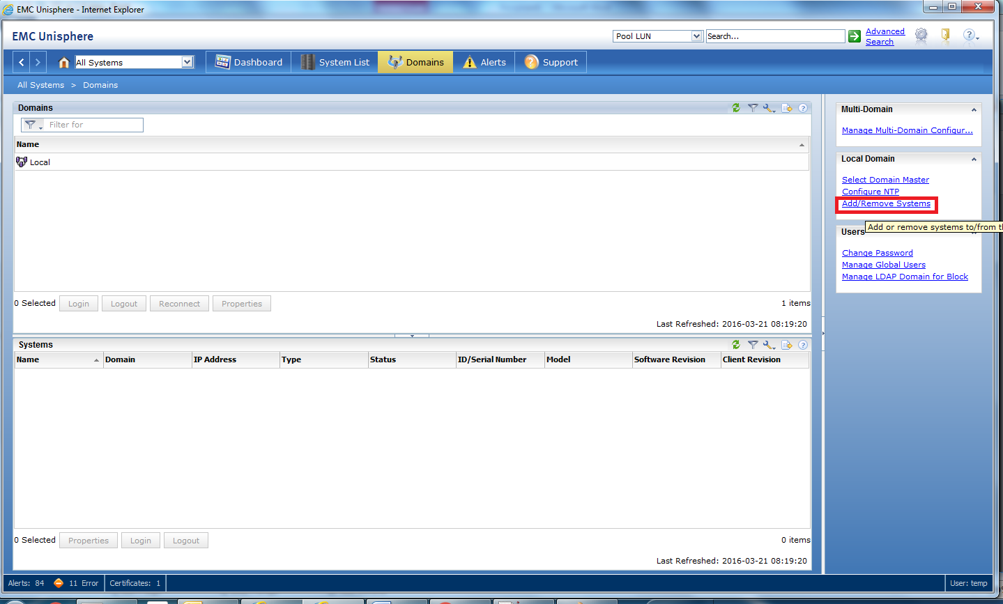 Seleccione Agregar/Quitar sistemas
