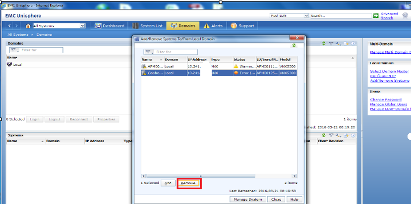 選取系統並移除