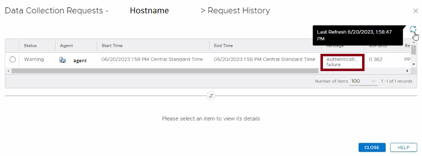 PPDM jobmonitor data collection request's history