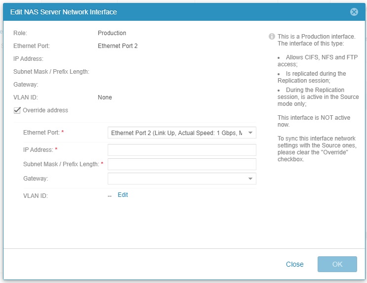 Modifier l’interface réseau du serveur NAS
