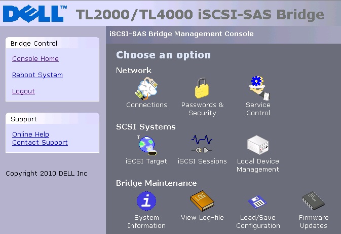 Domovská obrazovka iSCSI