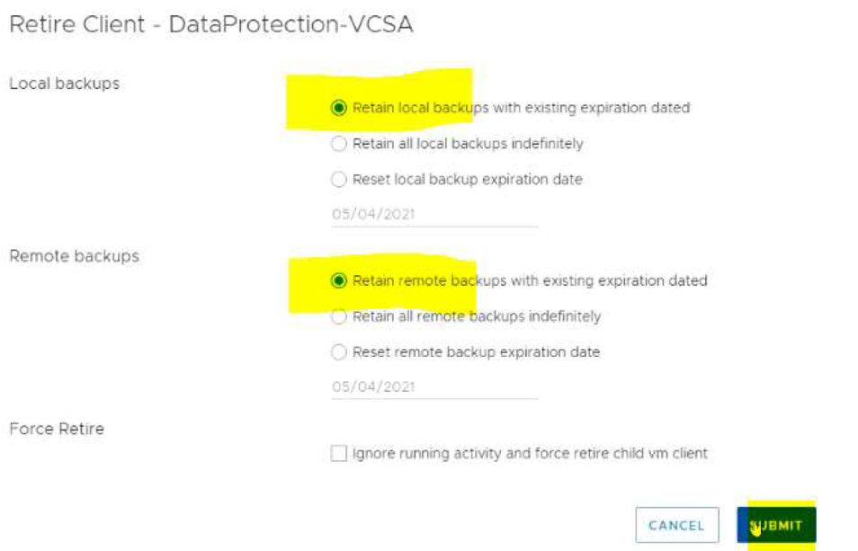 écran retire client