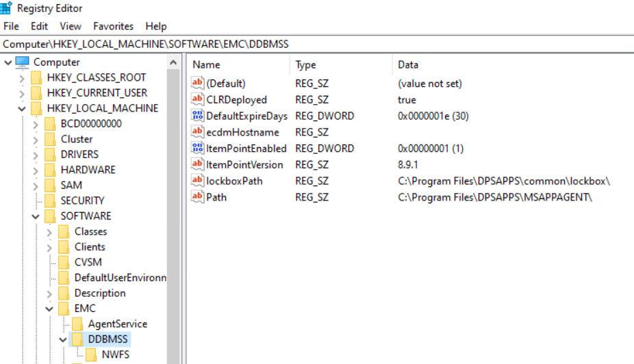 Rejestr systemu Windows DDBMS