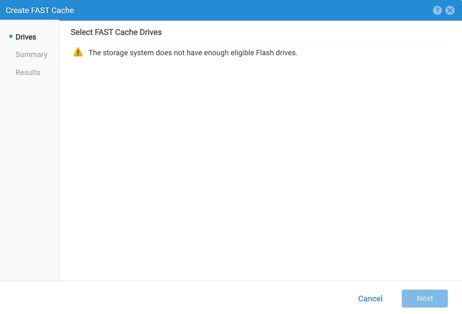 The storage system does not have enough eligible Flash drives.
