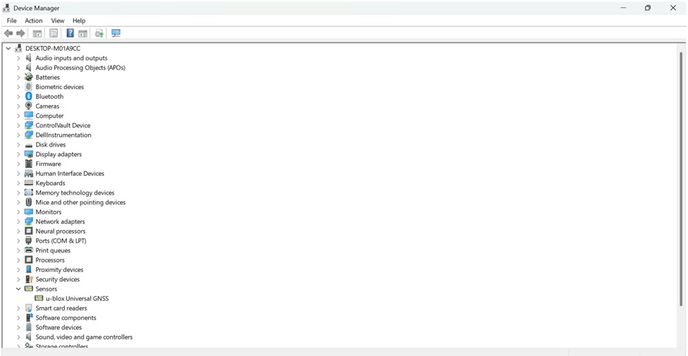 u-blox Univerzální GNSS ve Správci zařízení