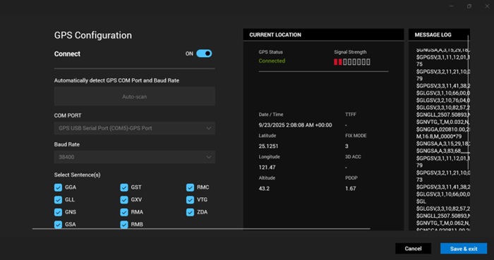 Stránka MESSAGE LOG