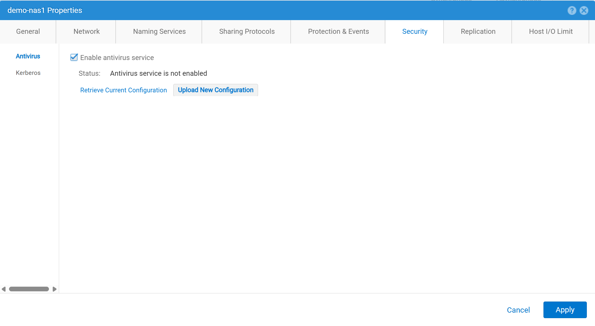 Using Unisphere to configure antivirus on Unity