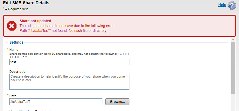 Share not updated error