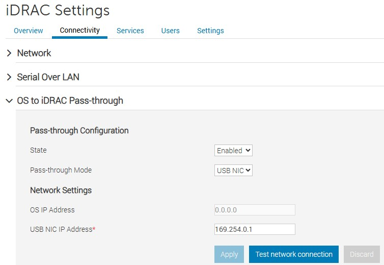 iDRAC passthrough settings